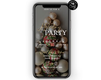 Holiday Party Phone Invitation Template, Christmas Party Invite, Christmas Dinner, Happy Holidays Invite, Electronic, Digital Invite