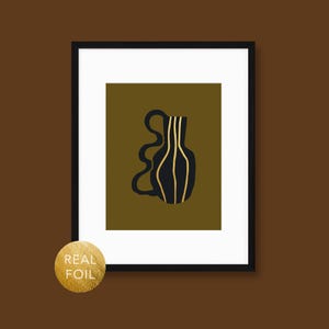 Arte de pared con jarrón moderno, impresión con lámina dorada, póster de arte contemporáneo, decoración de pared estética de Mattisse, impresión de decoración de moda, arte moderno minimalista