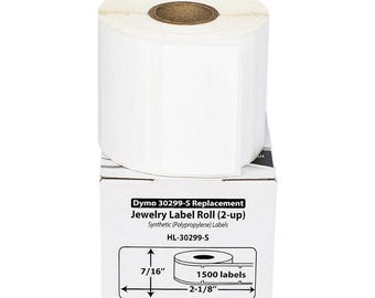 DYMO Compatible LW 30299-S SYNTHETIC Polypropylene Barbell Jewelry Labels - (1) Roll of 1500