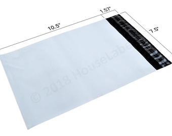 100 Bags - Houselabels - 7.5X10.5 - #2 - White POLY MAILERS - 2.35 Mil thick Self Seal Waterproof Envelope Shipping Bags