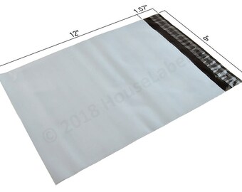 25 Bags - 9 x 12 - White POLY MAILERS - #3 - Houselabels - 2.35 Mil thick Self Seal Waterproof Envelope Shipping Bags