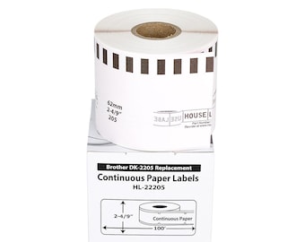 6 Rolls  2-4/9" x 100 continuous feet , Brother Compatible 2205 pink Label - BPA Free!