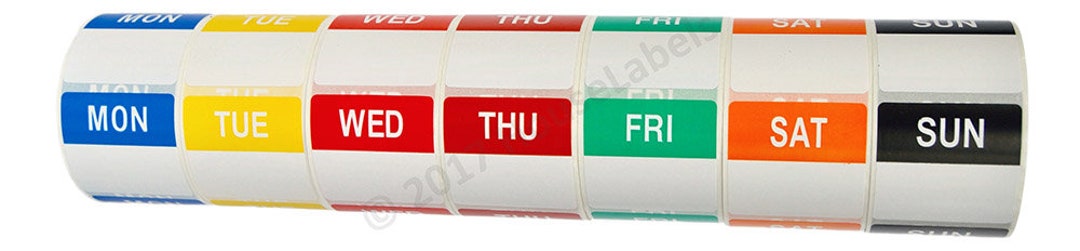7 Piece COMBO Pack - DAY of the WEEK Labels / Stickers (500 Labels per ...