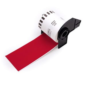 May include: A roll of red label stickers in a black dispenser. The label roll is 2-4/19" wide and has 205 labels.