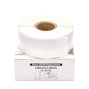 1 Roll, 600 Labels per roll , White 1/2" x 1-7/8" Library Book Spine 30346