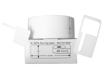 DYMO Compatible LW 30373 Direct Thermal Price Tag Labels - Rat Tail Style (7/8" x 15/16") - (1) Roll of 400 - HouseLabels - BPA Free