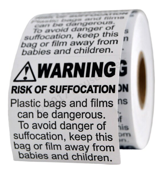 8 Rolls ; 500 Labels 2 x 2 Suffocation Warning FBA approved ...