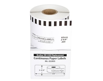 6 Rolls  2-4/9" x 100 continuous feet , Brother Compatible 2205 lavender Label - BPA Free!
