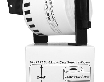 HouseLabels Remanufactured Compatible with BROTHER DK-2205 Labels (2-4/9" x 300') - (12) Rolls of 300' Plus (1) REUSABLE Cartridge