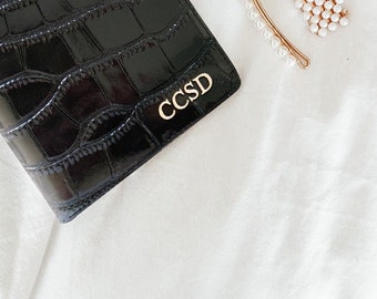 Croc Black Passport Holder - Add your initials