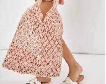 Blush pink Shopper style - macramé - rope - boho