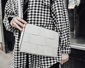 Personalised Woven Leather Cross Body Bag with Flap