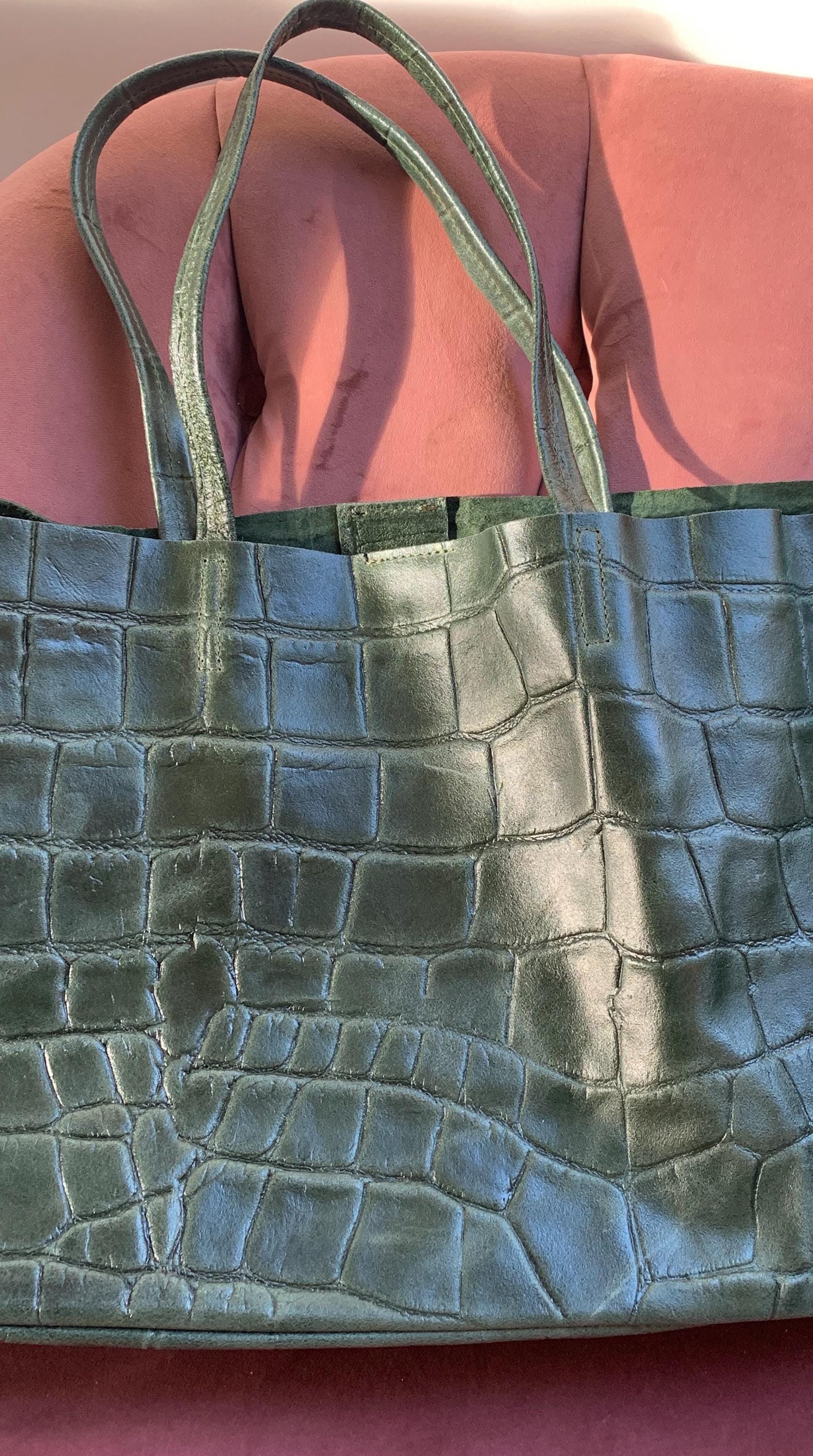 Croc print tote bag deals