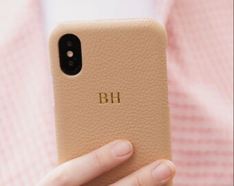 Personalized Leather iPhone 11 Case: Embossed Monogram