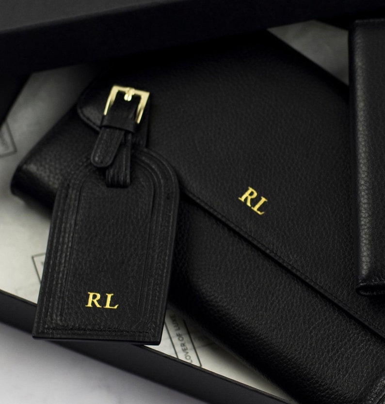 Personalised Leather Travel Wallet Gift Set image 2