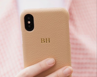 Personalized Leather iPhone XS Max Case: Monogrammed Cover