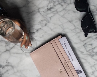 Slimline Leather Travel Wallet – Embossed Tickets, Passport, Documents - SAMPLE SALE