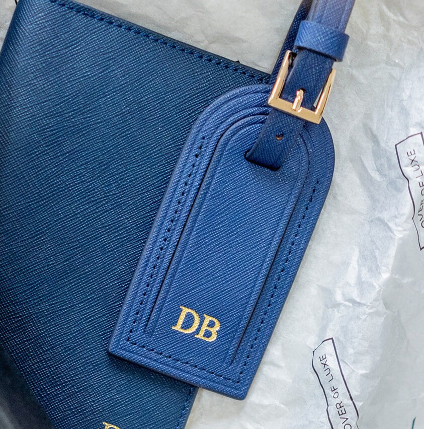 Personalised Leather Luggage Tag Nude 