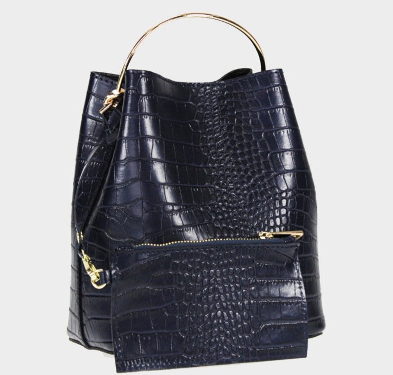 Cross Body Croc Leather Ring Handle Bag Etsy UK