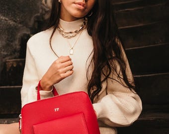 Leather Backpack Purse with Monogram - choose from 15 colours