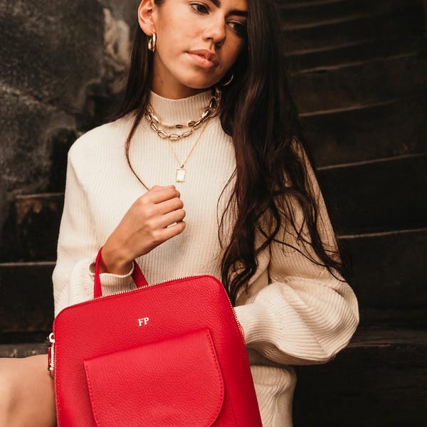 Leather Backpack Purse with Monogram - choose from 15 colours