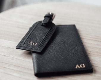 Personalised Real Leather Passport Wallet - Black