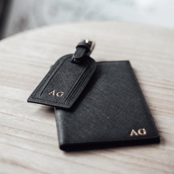 Personalised Real Leather Passport Wallet - Black