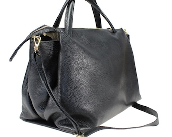 Personalised Large Leather Handbag With shoulder
