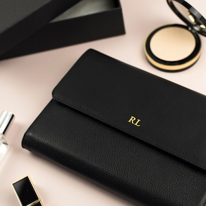 Cartera de viaje negra personalizada - Piel vegana