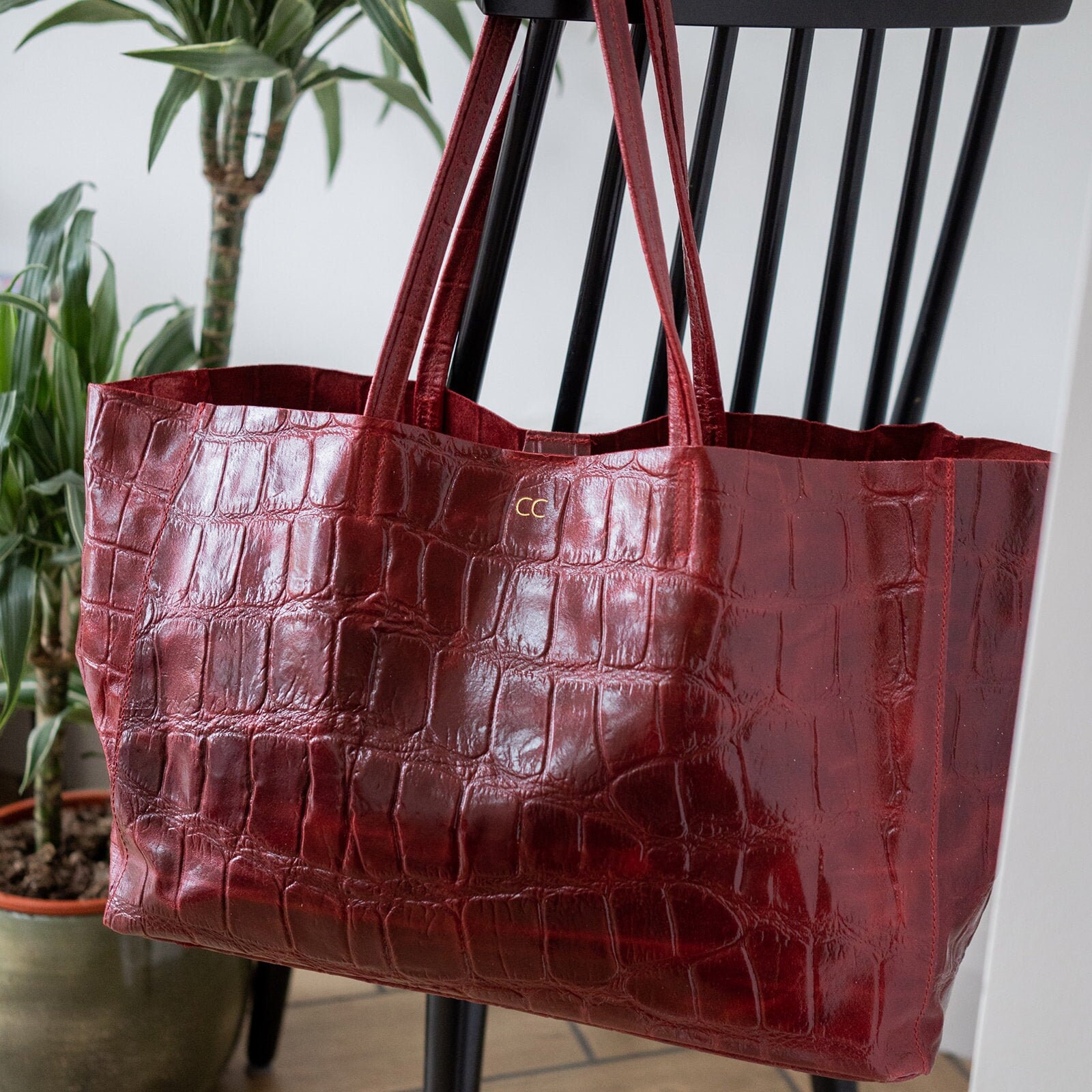 Croc Bag Oversized Tote Bag Large Brown Leather Tote Real 