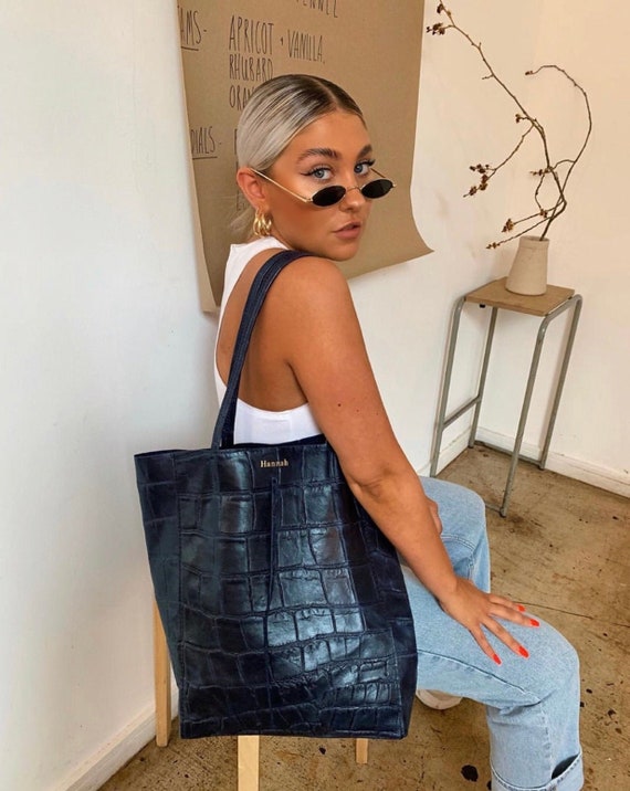 Croc print tote bag discount
