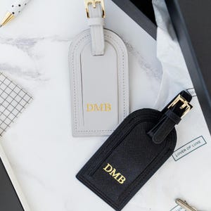 Giftset of 2 Personalised Leather Luggage Tags
