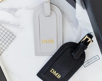 Giftset of 2 Personalised Leather Luggage Tags