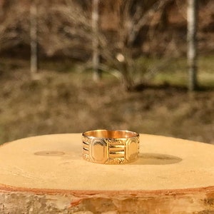 Antique Victorian 10K Rosy Yellow Gold Band - Wide Chased Cigar Band Estate Ring - 1800s Solid Gold Incised Eternity Band WhistlingGypsyVTG