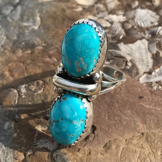 Vintage Robins Egg Blue Turquoise Ring Sterling S… - image 4