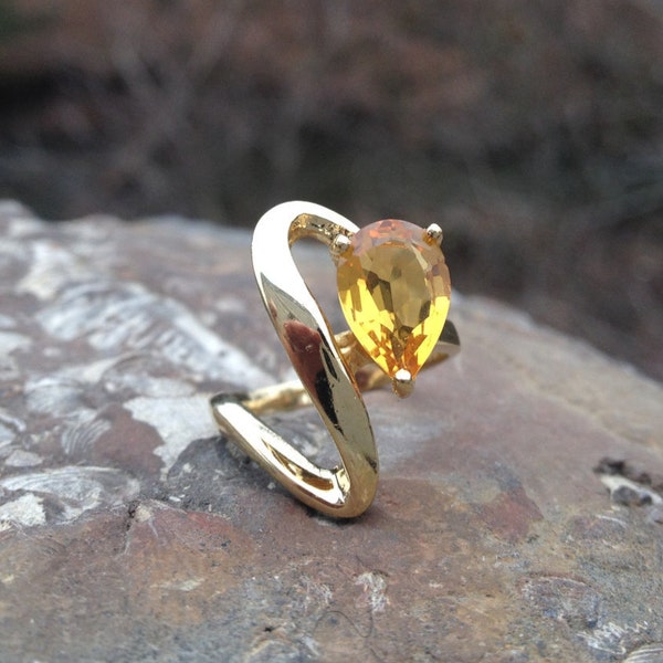 1990s Sterling Silver Citrine Serpent Ring - Snake Ring - Citrine Jewelry - Gold Gemstone Ring - Gold Vintage Jewelry -  WhistlingGypsyVTG