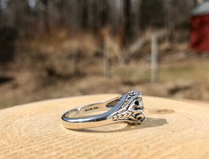 925 Oval Engagement Ring WhistlingGypsyVTG Vintage Kabana Pale Blue Topaz Filigree Ring Edwardian Style Sterling Silver Solitaire Ring