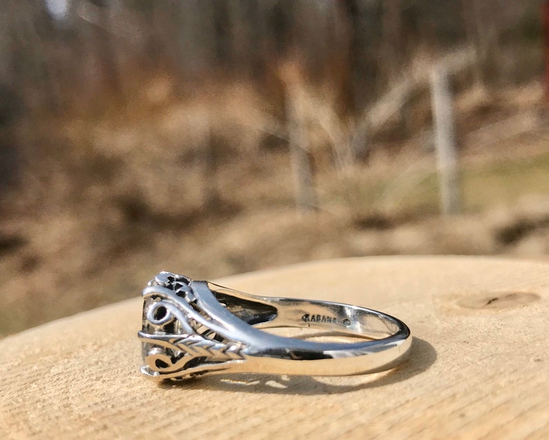 925 Oval Engagement Ring WhistlingGypsyVTG Vintage Kabana Pale Blue Topaz Filigree Ring Edwardian Style Sterling Silver Solitaire Ring