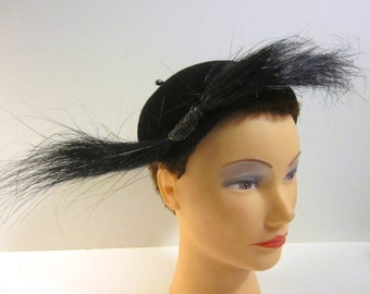 Black Wool Fascinator