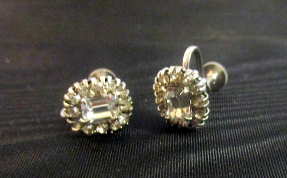 Glittering faux diamond Screw on Earrings - image 2