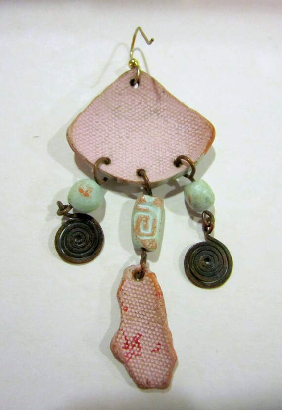 Vintage handmade Paleo Dangle Earrings - image 3