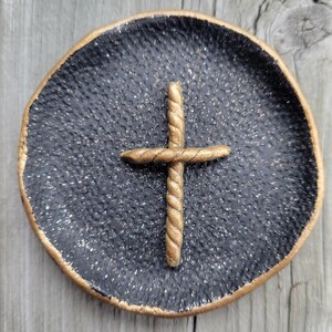 Gold Cross Jewelry Dish, Confirmation Gift, Christening Gift for Christian, Theology Student, Religious Gift for Priest, Mother&#39;s Day Gift