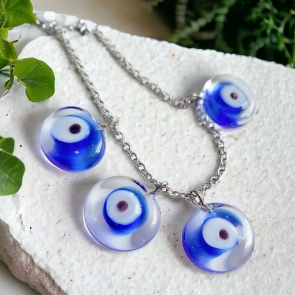 Blue Evil Eye Necklace, Glass Eye Pendant, Eye of Protection Jewelry, Eye Jewelry, Greek Jewelry, Mati Jewelry Malocchio Gift for Friend