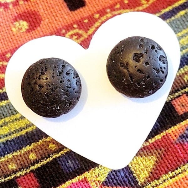 Lava Stone Studs, Aromatherapy Earrings Essential Oils, Unique Gifts for Her Under 20, Lava Rock Diffuser Jewelry, Stud Earrings for Men