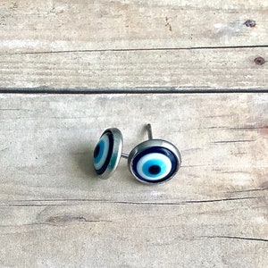 Evil Eye Stud Earrings, Eye Studs, Eye of Protection Jewelry, Studs for Him, Gift for Her, Pagan Gift, Greek Eye Jewelry, Evil Eye Earrings image 9