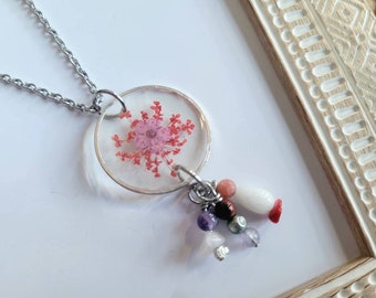 Dry Flower Necklace, Pressed Dried Flowers Jewelry, Mothers Day Gift, Forget Me Nots Necklace, Florist Gift, Gift for Wife