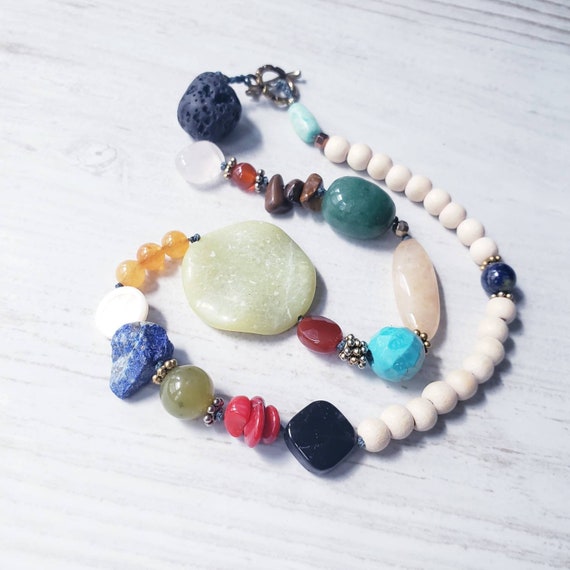 etsy gemstone necklace