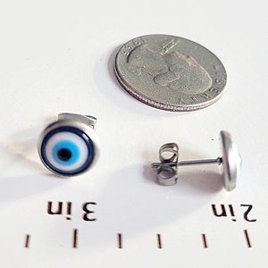 Evil Eye Stud Earrings, Eye Studs, Eye of Protection Jewelry, Studs for Him, Gift for Her, Pagan Gift, Greek Eye Jewelry, Evil Eye Earrings image 7