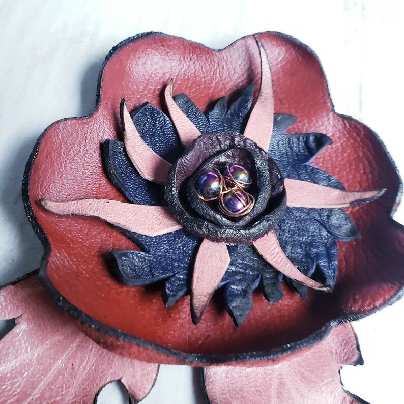 Vintage Style Headband Hair Piece Leather Hair Flower Flower Clip Boho Hair Clip Boho Style Hair Flower Brooch Reclaimed Leather