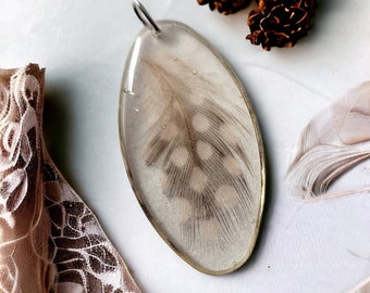 Feather Pendant Resin Necklace, Nature Jewelry, Feathers in Resin, Resin Jewelry, Feather Necklace, Gift for Her,  Boho Gift, Resin Feather